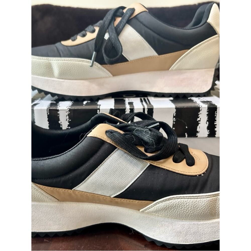 Women's Platform Running-Style Sneakers in Black and Tan